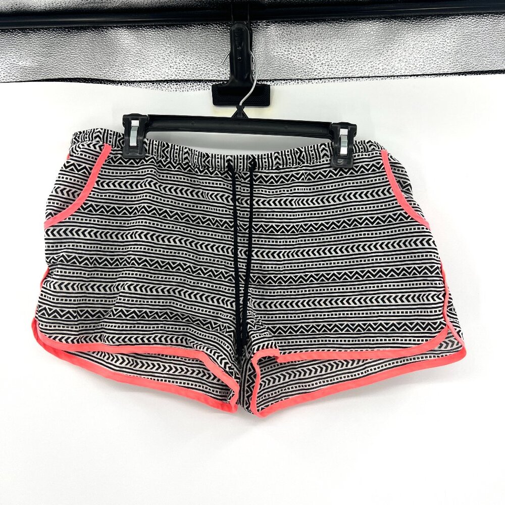 No Boundaries Black White Coral Trim Lightweight Pull On Shorts Women's XL